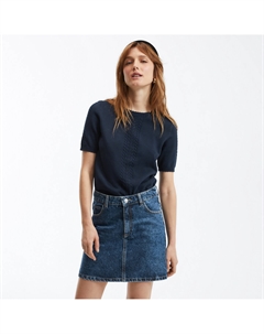 Пуловер с круглым вырезом и короткими рукавами синий Laredoute