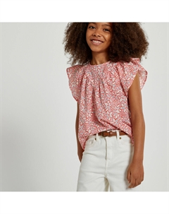 Блузка с воланами и цветочным принтом розовый Laredoute