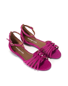 Босоножки из кожи на плоском каблуке розовый Laredoute