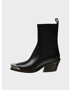 Сапоги-казаки из натуральной кожи с металлическим носом, черные Dorothee schumacher