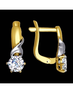 Серьги из желтого золота с фианитами Sokolov