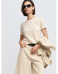 Трикотажная футболка из хлопка без принта Zolla