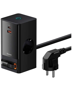 Зарядное устройство Baseus PowerCombo Digital PowerStrip, 2AC+1A+1C retr, 65W (PSLR000301) черный
