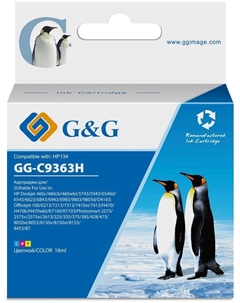 Картридж струйный G&G GG-C9363H (№134/C9363HE), цветной, совместимый, 18 мл, для HP HP DJ 460series/5740/5743/5793/5940/5943/6540/6543/6620/6623 G&g