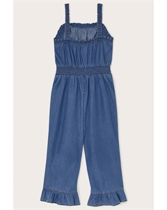 Комбинезон из ткани шамбре с рюшами по низу, синий Monsoon