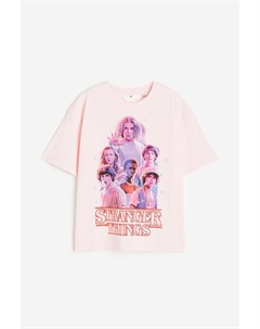 Футболка Stranger Things Printed Cotton, светло-розовый H&m