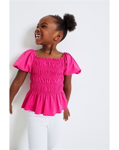 Топ со сборками и рукавами-буфами, розовый Next