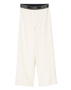 Бархатные брюки с заклепками и логотипом, нейтральный цвет Michael kors kids