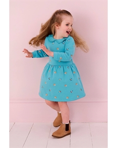 Вышитое платье свитер с воротником, синий Jojo maman bébé