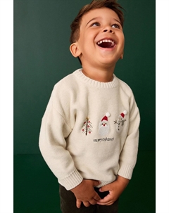 Рождественский джемпер с круглым вырезом (3 мес 7 лет), нейтральный Next