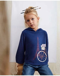 Толстовка с капюшоном для девочки с велосипедным мотивом, цвет Azul Índigo Dadati