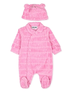 Пижамный комплект из махровой ткани с логотипом и жаккардом, розовый Moschino kids