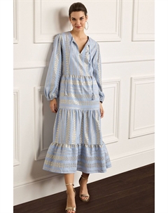 Платье-кафтан миди с жаккардовым узором, синий Next