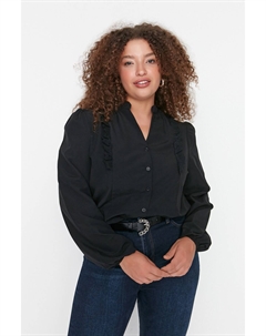 Черная рубашка с воротником, черный Trendyol