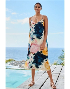 Летнее платье миди боксерского кроя с V-образным вырезом, синий Next