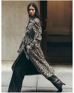 Шерстяной тренчкот с леопардовым принтом, коричневый/бежевый Theory