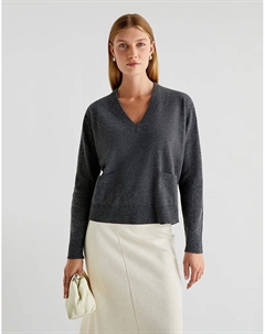 – Joy – свитер с V-образным вырезом в пестром сером цвете с карманами Scalpers