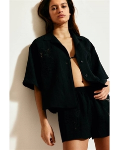 Блузка с вышивкой ришелье, черный H&m