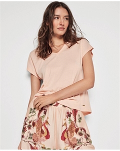 Женская пижама с короткими рукавами и V-образным вырезом, коралловый Gisela