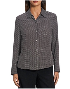 Узкий классический топ на пуговицах, черный Theory