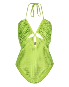 Декорированный купальник Hot-Fix, зеленый Self-portrait