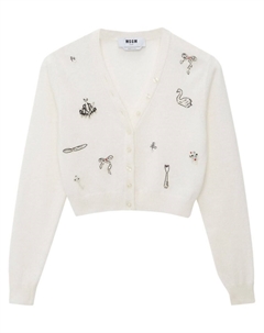 Кардиган с V-образным вырезом, белый Msgm