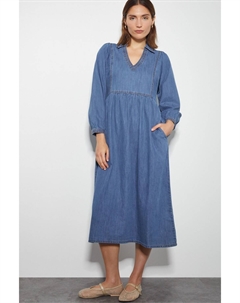 Платье миди из денима Wilma с длинными рукавами, синий Monsoon