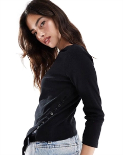 Рубашка с длинными рукавами в рубчик черного цвета с пуговицами Scalpers