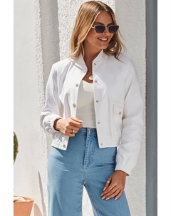 Летняя куртка бомбер с роскошными золотыми пуговицами, белый Sosandar