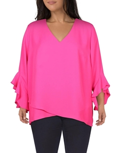 Женская блузка Plus с треугольными рукавами и V-образным вырезом, цвет Hot Pink Vince camuto