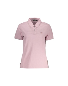 Хлопковая рубашка-поло с контрастными деталями и вышивкой логотипа, розовый Napapijri