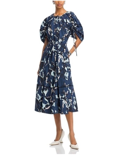 Платье с поясом и пышными рукавами, мультиколор 3.1 phillip lim