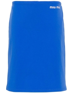 Юбка-карандаш с вышитым логотипом, синий Miu miu
