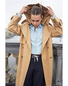 Тренч с поясом, коричневый Next