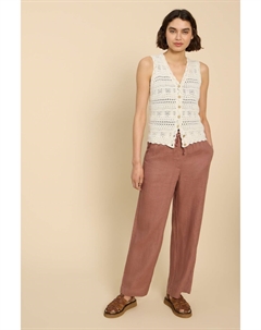 Широкие брюки Belle из смесового льна, коричневый White stuff