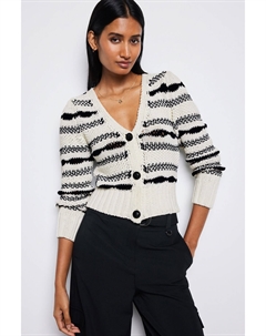 Полосатый кардиган с декоративной строчкой, черный Next