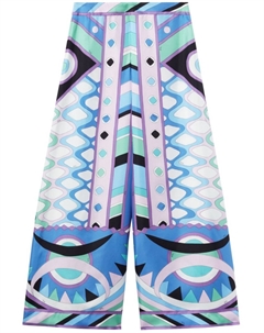 Шелковые брюки с принтом Vivara, синий Pucci