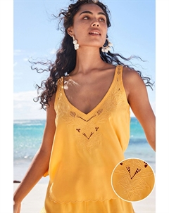 Вышитый топ с декоративным вырезом, желтый Next