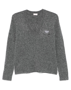 Свитер с вышитым логотипом, серый Liu jo