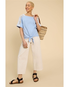 Топ Sara с завязками по подолу, синий White stuff