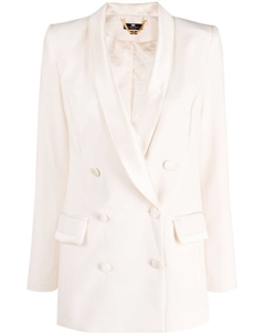 Двубортный пиджак с атласной отделкой, нейтральный цвет Elisabetta franchi