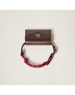 Кожаный кошелек через плечо, коричневый Miu miu