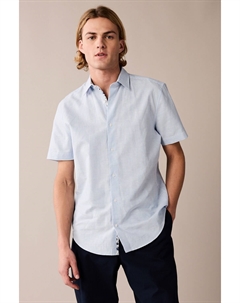 Рубашка из смесового льна с принтом, синий Next