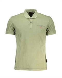 Хлопковая рубашка-поло с короткими рукавами и вышивкой логотипа, зеленый Napapijri