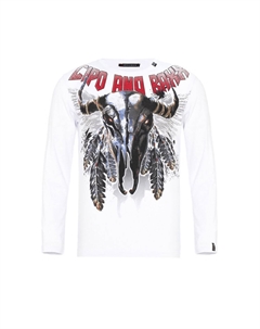 Рубашка с длинными рукавами и классным принтом черепа, белый Cipo&baxx