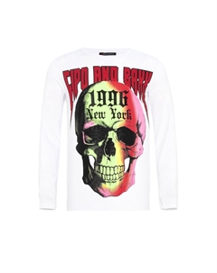 Рубашка с длинными рукавами и стильными аппликациями из стразов, белый Cipo&baxx