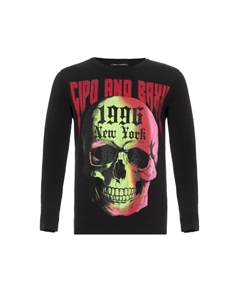 Рубашка с длинными рукавами и стильными аппликациями из стразов, черный Cipo&baxx