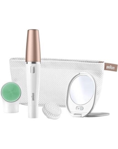 Эпилятор для лица Facespa с насадкой-щеткой для очищения лица, зеркалом с подсветкой и косметичкой, 851V, белый Braun