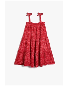 Многослойное платье с рюшами и цветочным принтом для девочек, красный Koton