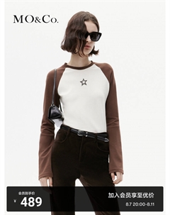 Короткая футболка с длинными рукавами и контрастными американскими звездами, белый Moco